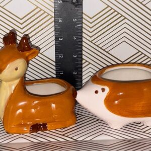 Mini 6 Inch Ceramic Animal Planter Pot Deer &  Hedgehog Easter Gift Mothers Day
